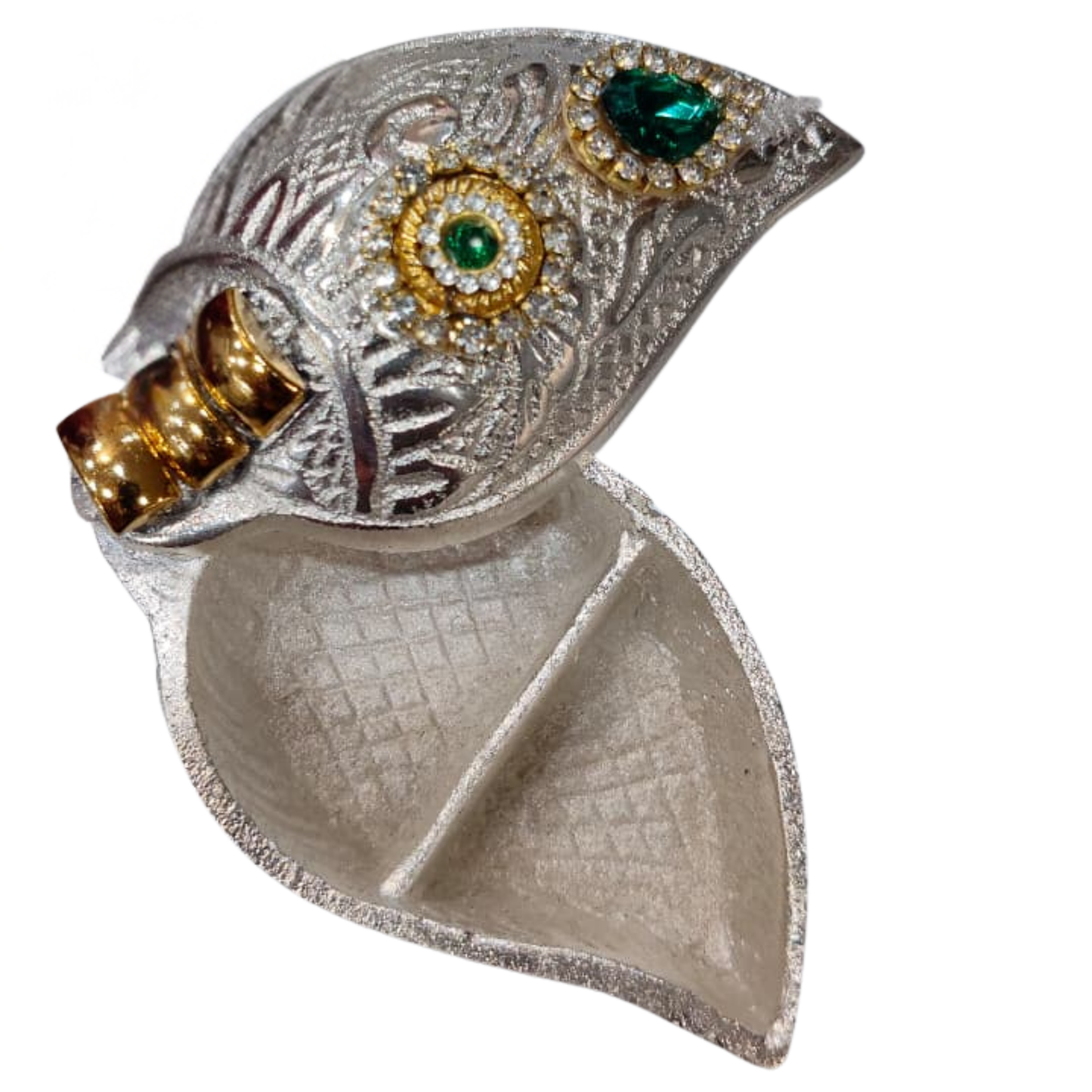 Handcrafted Shankh Sindoor Daani with Peacock Feather Applicator | Traditional Stone-Studded Pooja Item in a Premium Gift Box Dailyalley