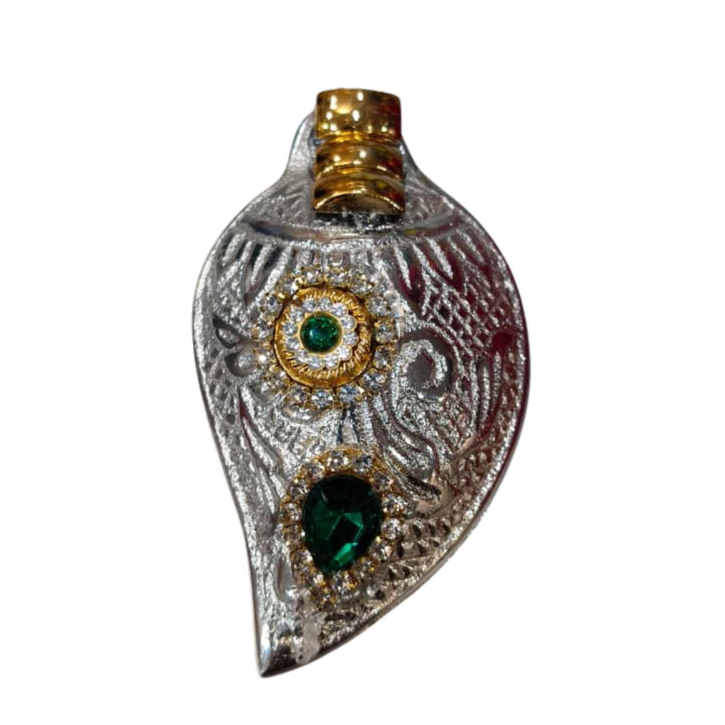 Handcrafted Shankh Sindoor Daani with Peacock Feather Applicator | Traditional Stone-Studded Pooja Item in a Premium Gift Box Dailyalley