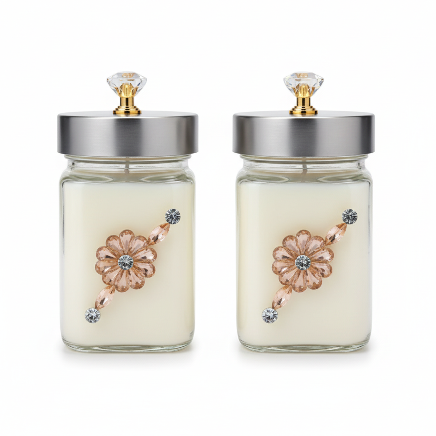 DailyAlley Wax Diya Candle Set | Jewel Top Candle Duo | Decorative Candles for Diwali & Home Decor Gift Hamper Dailyalley