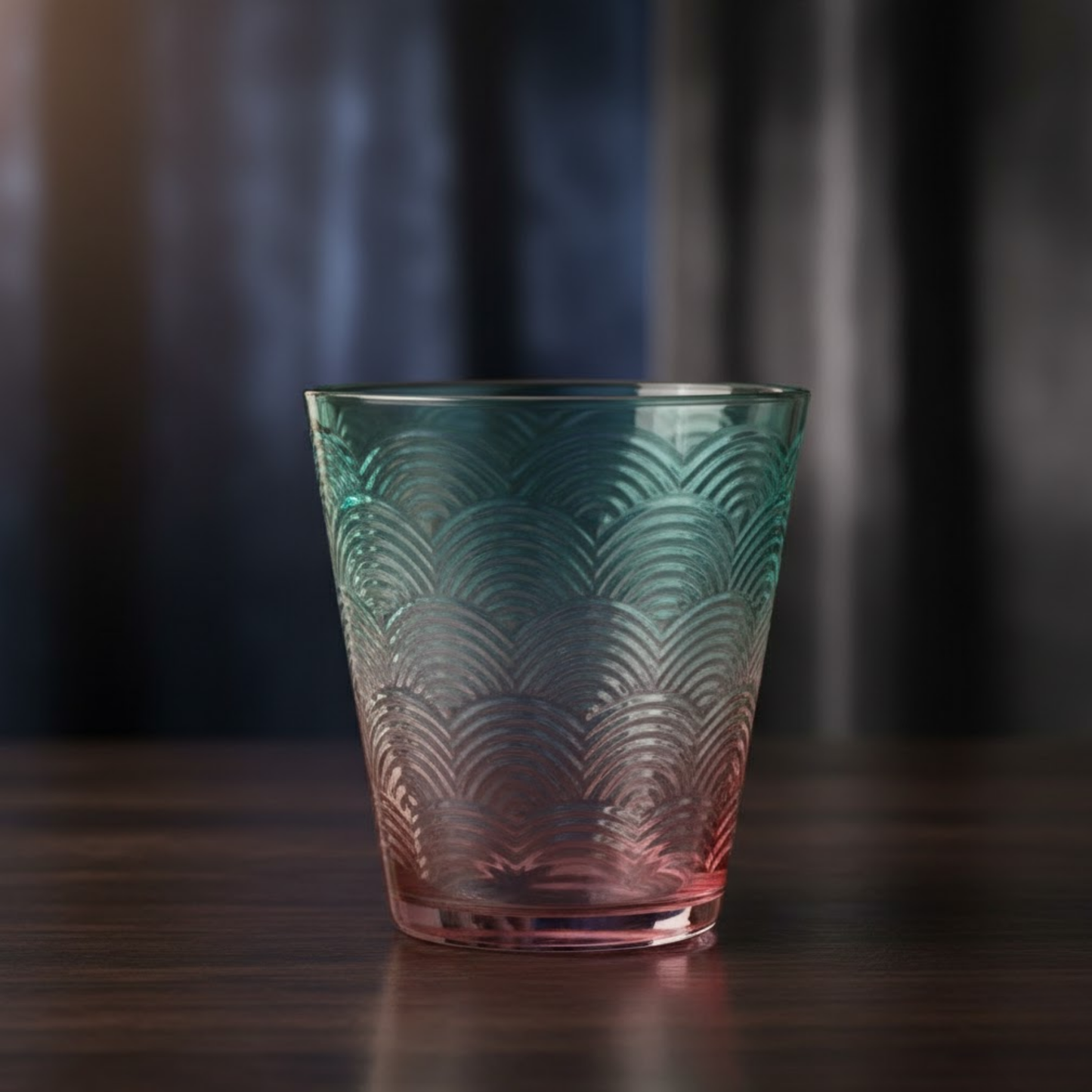DailyAlley Ombré Wave Drinking Glasses (Set of 6) | Aesthetic Blue & Pink Tumblers for Juice & Cocktails | Textured Bar & Kitchen Glassware Dailyalley