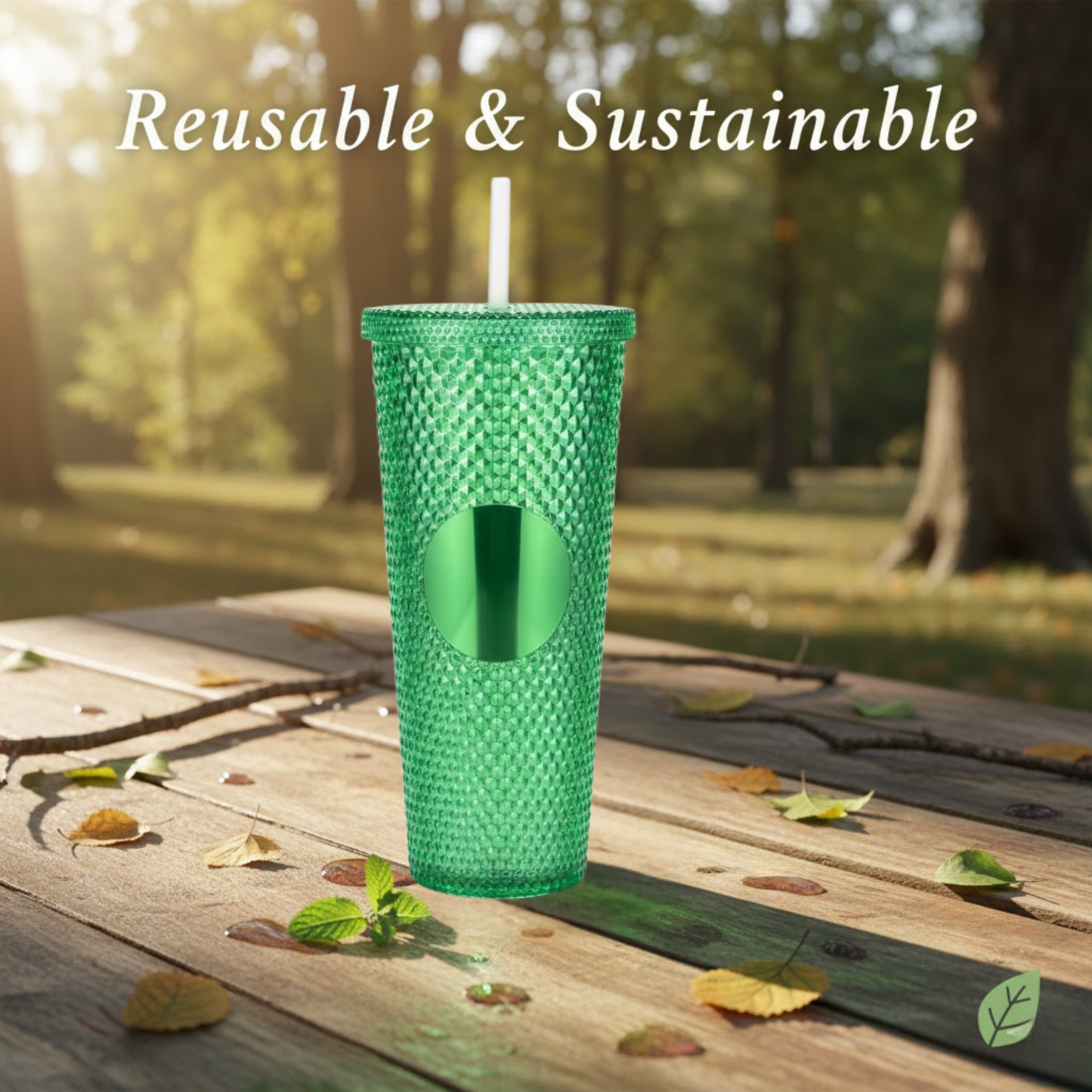 DailyAlley Blue Studded Tumbler with Straw (710ml) | Reusable Plastic Travel Mug for Iced Coffee & Cold Drinks | Textured Cup for All Ages Dailyalley