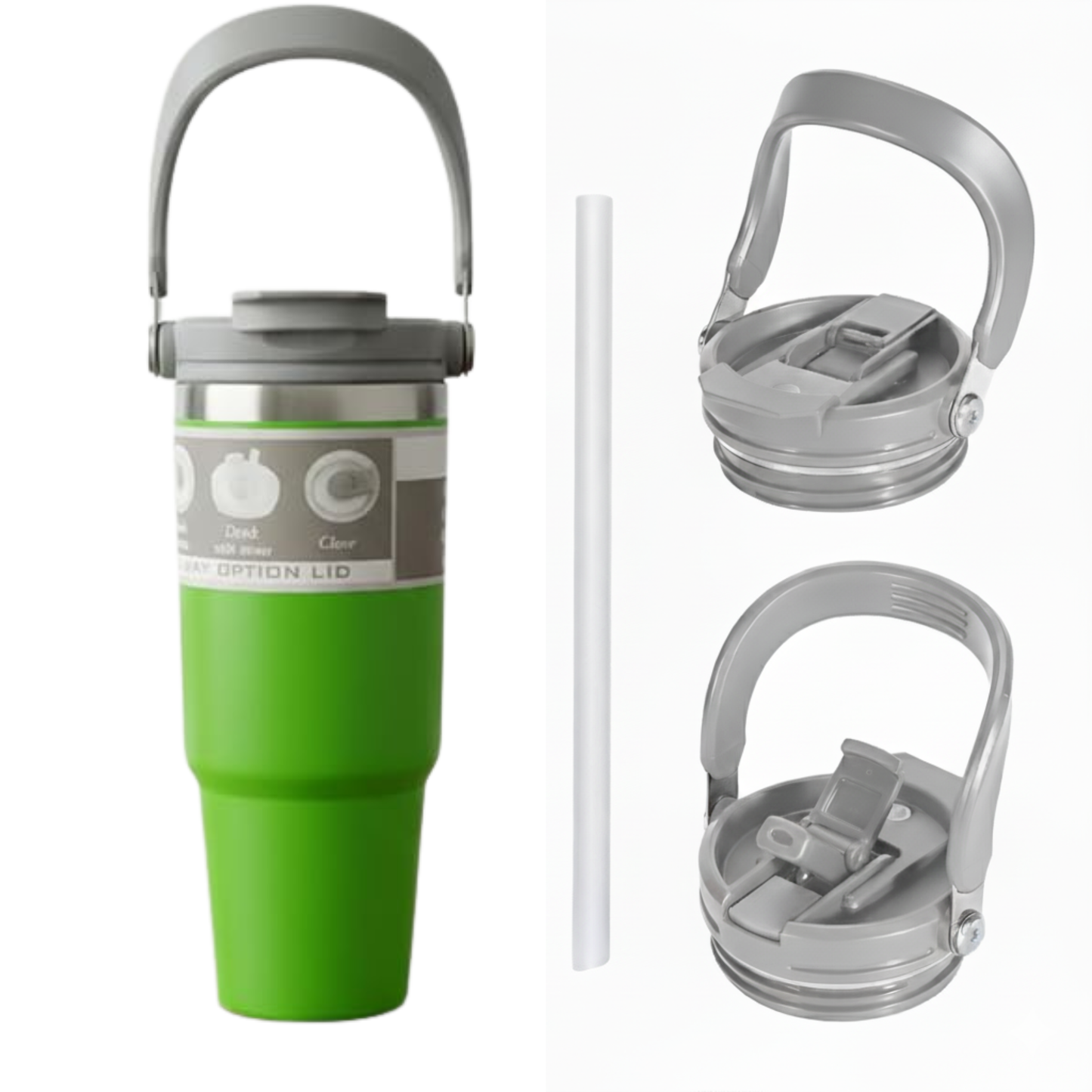 DailyAlley Green Travel Mug - A stylish and insulated travel mug with a handle, perfect for keeping your drinks hot or cold on the go. Dailyalley