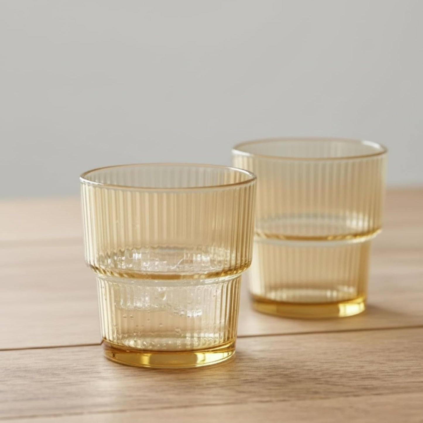 DailyAlley Amber Ribbed Glass Set (6-Pack, 250ml) | Elegant Tumblers for Water, Juice & Cocktails | Modern Dishwasher Safe Drinkware for Home Dailyalley