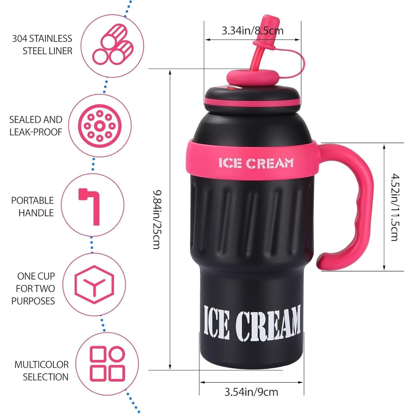 DailyAlley Insulated Tumbler with Handle & Straw (900ml) | Double Wall Stainless Steel Leakproof Mug for Coffee, Smoothie & Cold Drinks (Black) Dailyalley