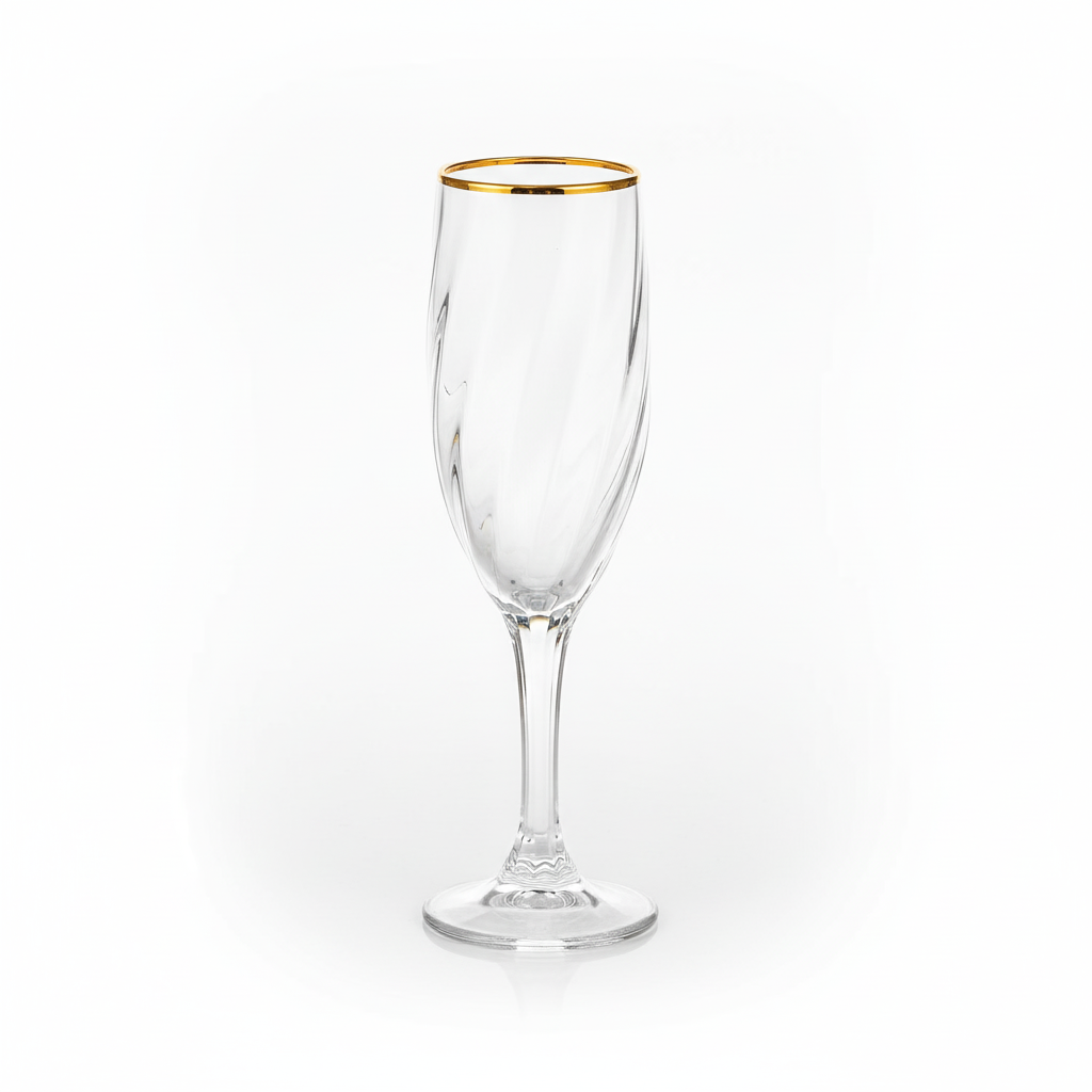 DailyAlley Crystal Champagne Flutes (Set of 6) | Luxury Twisted Design Glasses for Wine & Cocktails | Elegant Toasting Glassware (300ml) Dailyalley