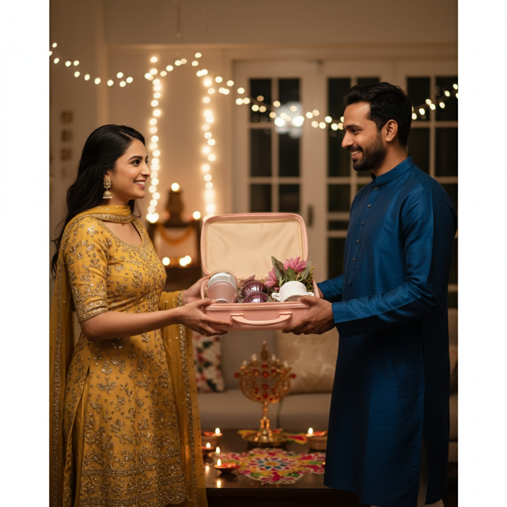 Light up their Diwali with this chic Pink Suitcase Gift Hamper. A perfect blend of style, luxury, and festive cheer for your loved ones. Dailyalley