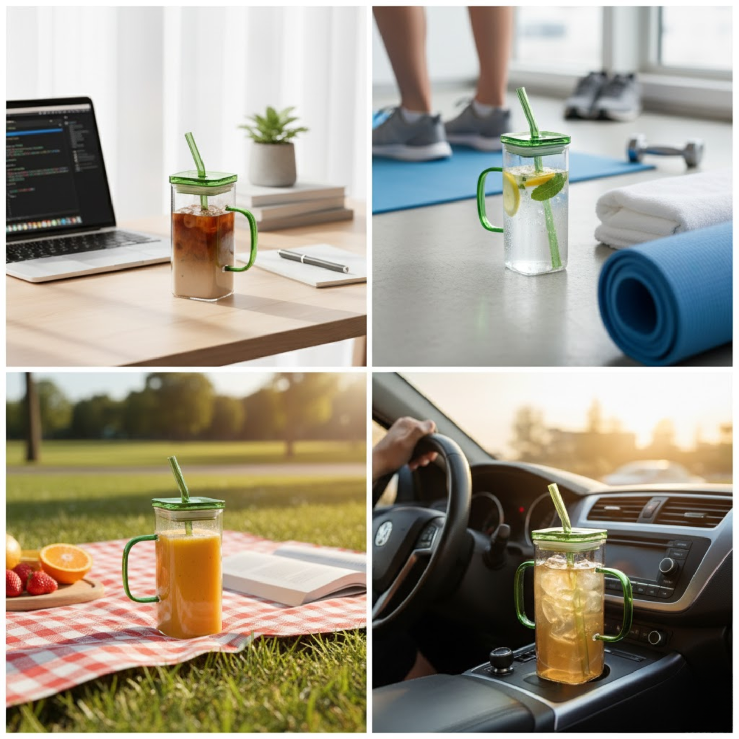 Cute Green Bow Glass Tumbler | 300ml Stylish Reusable Mug for Coffee, Juice & Milk – DailyAlley Dailyalley