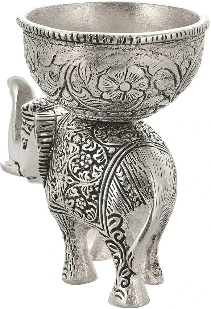 Luxury Silver Elephant Figurine Set: Intricate Metal Home Decor Accent, Good Luck Gift, Tealight Candle Holder Dailyalley