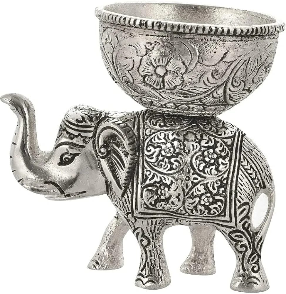 Luxury Silver Elephant Figurine Set: Intricate Metal Home Decor Accent, Good Luck Gift, Tealight Candle Holder Dailyalley