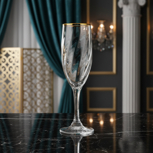 DailyAlley Crystal Champagne Flutes (Set of 6) | Luxury Twisted Design Glasses for Wine & Cocktails | Elegant Toasting Glassware (300ml) Dailyalley