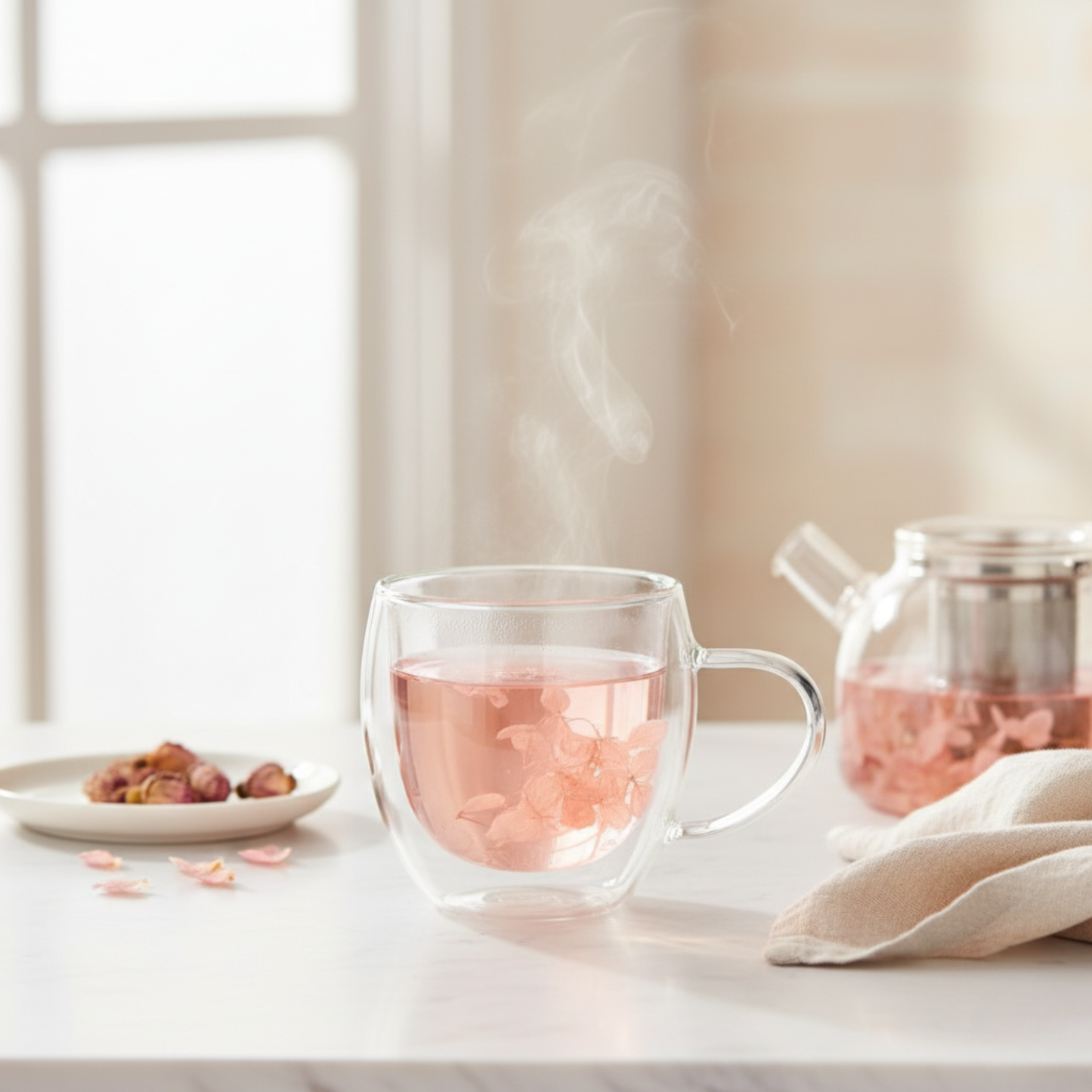 DailyAlley Floral Glass Mug - A beautiful and elegant glass mug with a handle, featuring a delicate floral design. Perfect for hot and cold drinks. Dailyalley