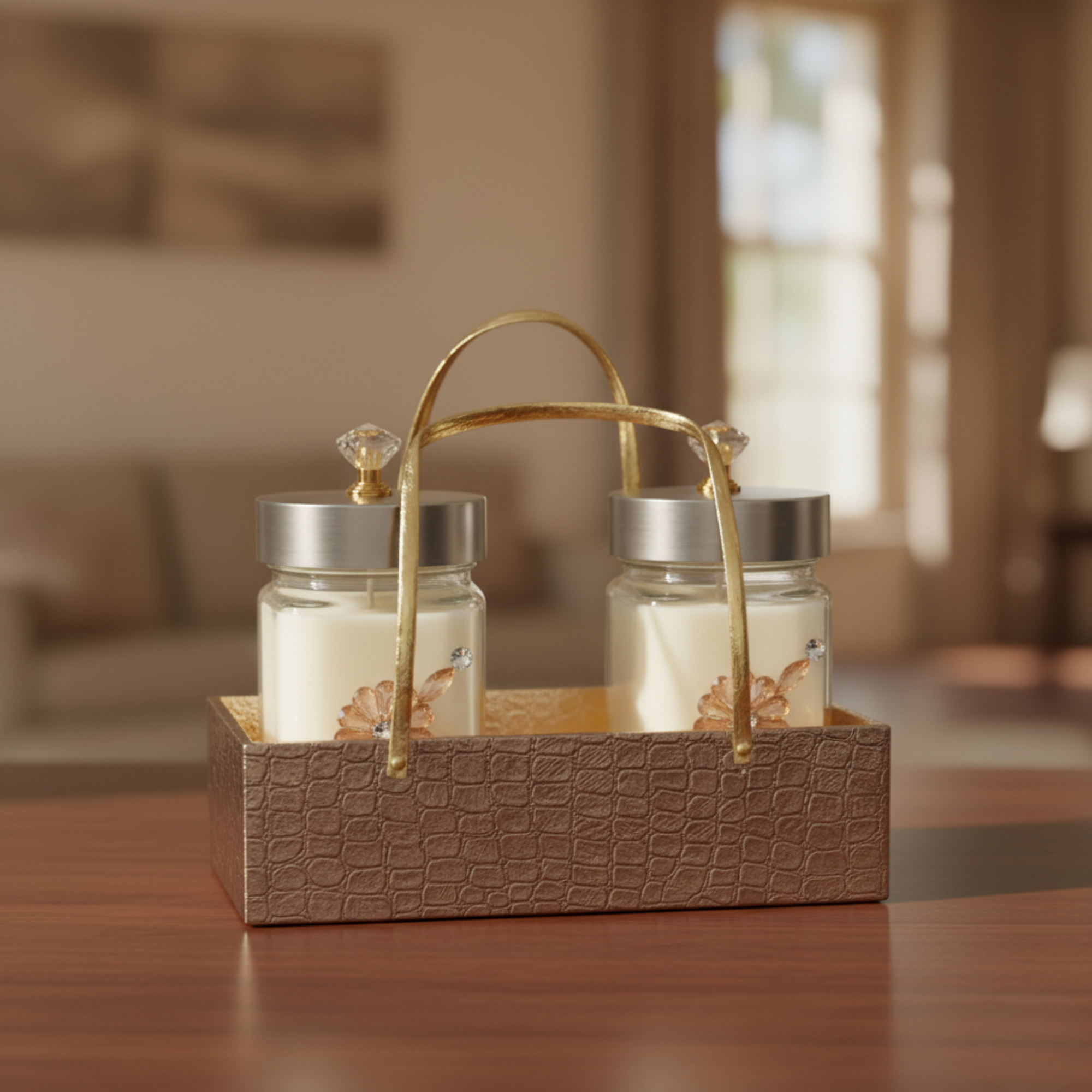 DailyAlley Wax Diya Candle Set | Jewel Top Candle Duo | Decorative Candles for Diwali & Home Decor Gift Hamper Dailyalley