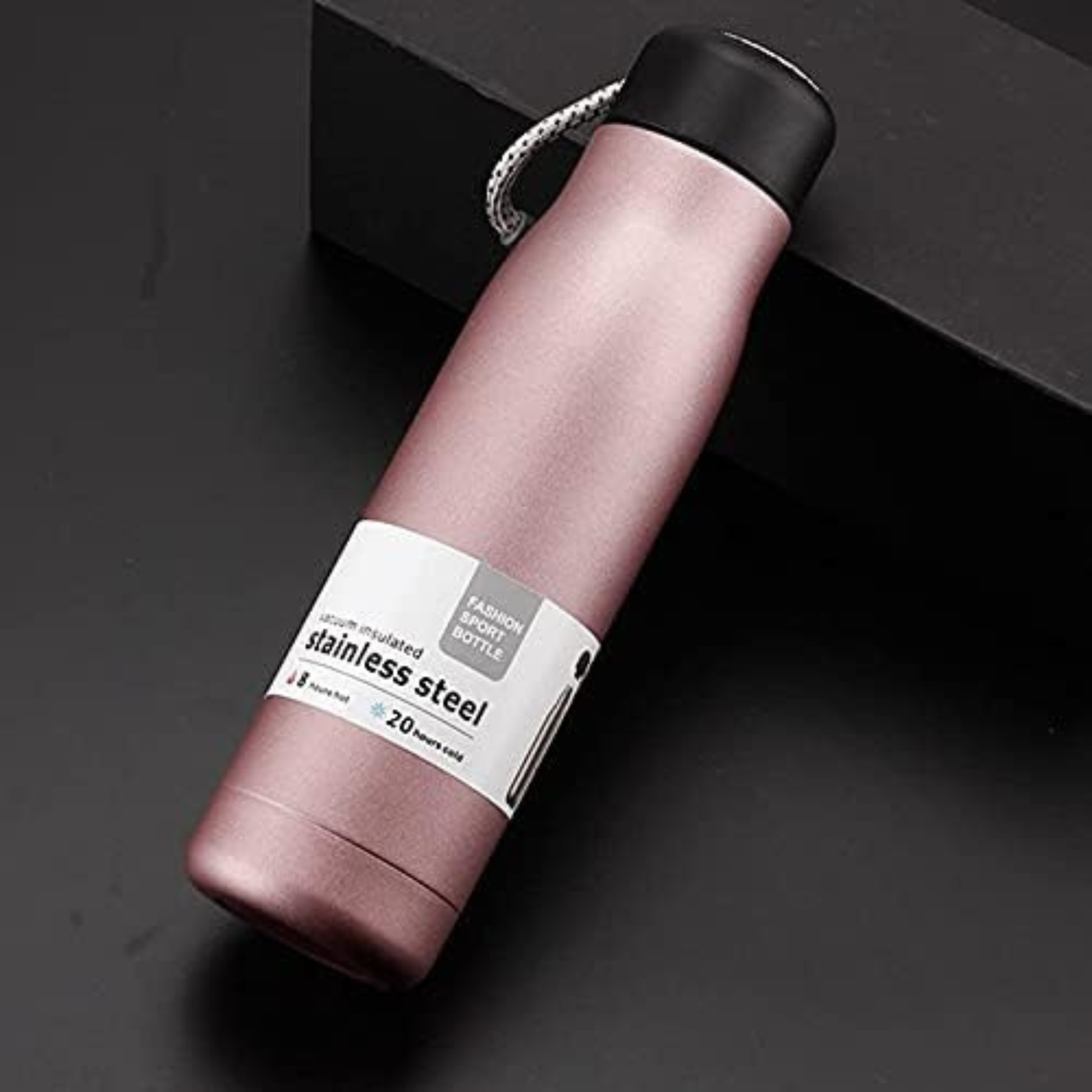 Hydrate Your Way: Print Saga Custom Pink Bottle. 30H Cold/10H Hot. Leak-proof, vacuum insulated design for sport, work & travel. Dailyalley