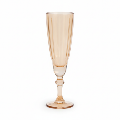 DailyAlley Vintage Ribbed Champagne Flutes (Set of 6) | Elegant Rose Pink Glassware for Prosecco & Cocktails | Stemmed Toasting Glasses Dailyalley