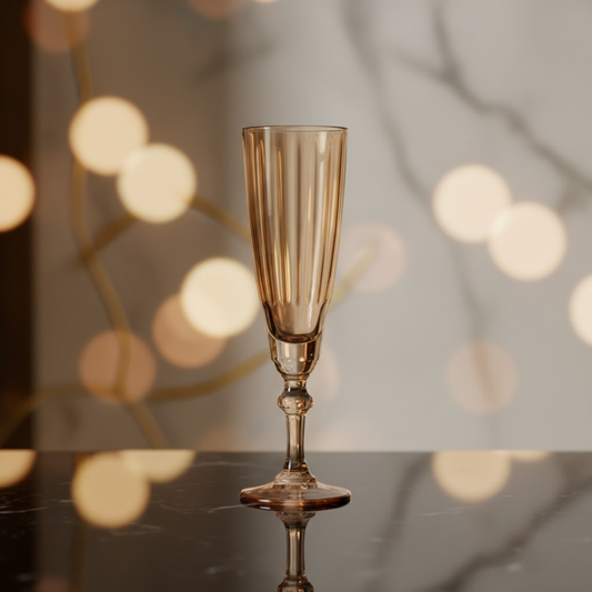 DailyAlley Vintage Ribbed Champagne Flutes (Set of 6) | Elegant Rose Pink Glassware for Prosecco & Cocktails | Stemmed Toasting Glasses Dailyalley