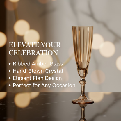 DailyAlley Vintage Ribbed Champagne Flutes (Set of 6) | Elegant Rose Pink Glassware for Prosecco & Cocktails | Stemmed Toasting Glasses Dailyalley