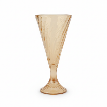 DailyAlley Vintage Amber Wine Glasses (Set of 6) | Elegant Fluted Swirl Design for Cocktails & Champagne | Multi-Purpose Glassware (300ml) Dailyalley