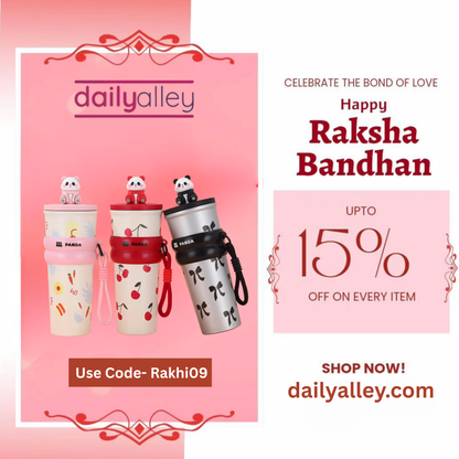 Advertisement for daily alley with promotional text and product images on a pink background.
