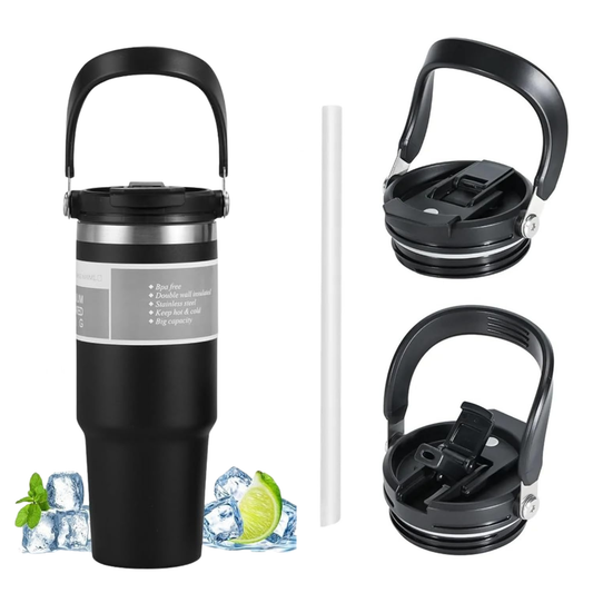 Insulated Tumbler with Handle & Leak-Proof Lid, Stainless Steel Vacuum Travel Mug for Coffee, Keeps Drinks Hot or Cold, Fits Car Cup Holders. Dailyalley