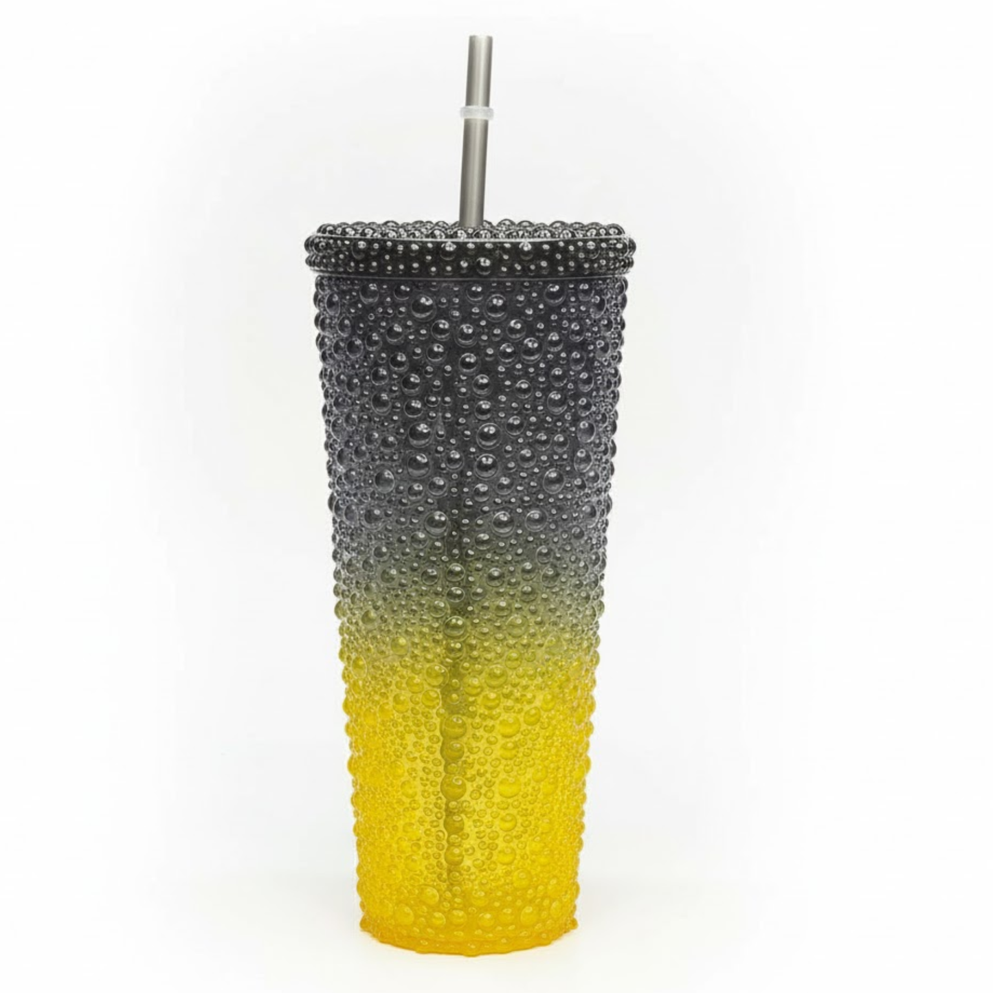 DailyAlley Sipper Tumbler Set (3-Pack) | Black-Yellow Water Droplet Design | Reusable Travel Cups with Straws for Girls & Women (800/500/300ml) Dailyalley