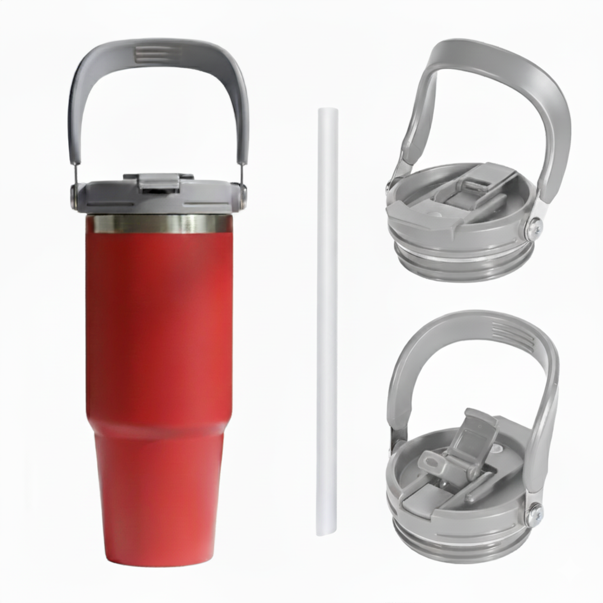 DailyAlley Red Travel Mug - A stylish and insulated travel mug with a handle, perfect for keeping your drinks hot or cold on the go. Dailyalley