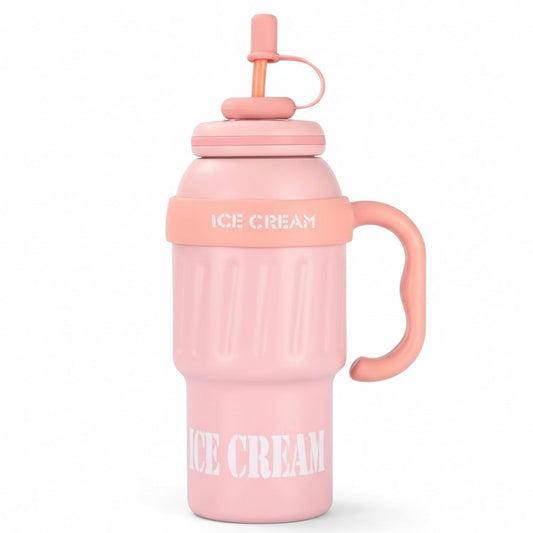 DailyAlley Insulated Tumbler with Handle & Straw (900ml) | Double Wall Stainless Steel Leakproof Mug for Coffee, Smoothie & Cold Drinks (Pink) Dailyalley