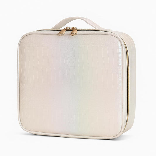 DailyAlley Beige Makeup Bag with Handle – Large-Capacity Travel Vanity Organizer for Cosmetics, Toiletries & Home Storage Dailyalley