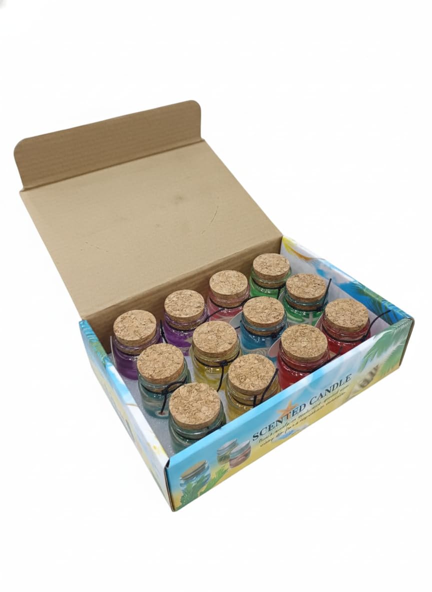 Handmade Colourful Gel Wax Jar Candles – Set of 12 | Long-Burning 12+ Hours Scented Glass Candles for Home Decor, Festivals, Diwali, Christmas & Gifting Dailyalley