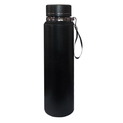 DailyAlley Black Insulated Water Bottle with Carry Rope – Sleek & Durable Stainless Steel Bottle Keeps Drinks Hot or Cold On the Go Dailyalley