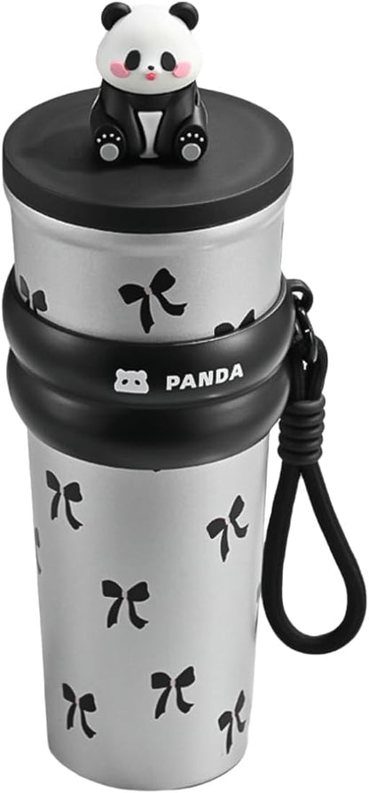Panda-themed travel mug with panda character on top