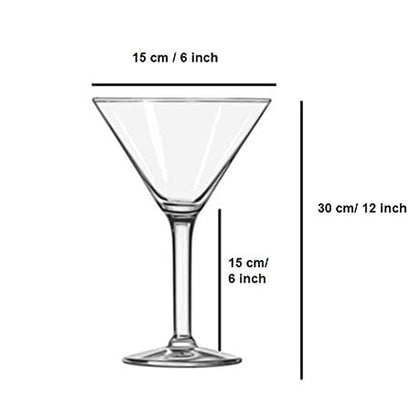 Measurement chart of a clear glass with dimensions labeled on a white background