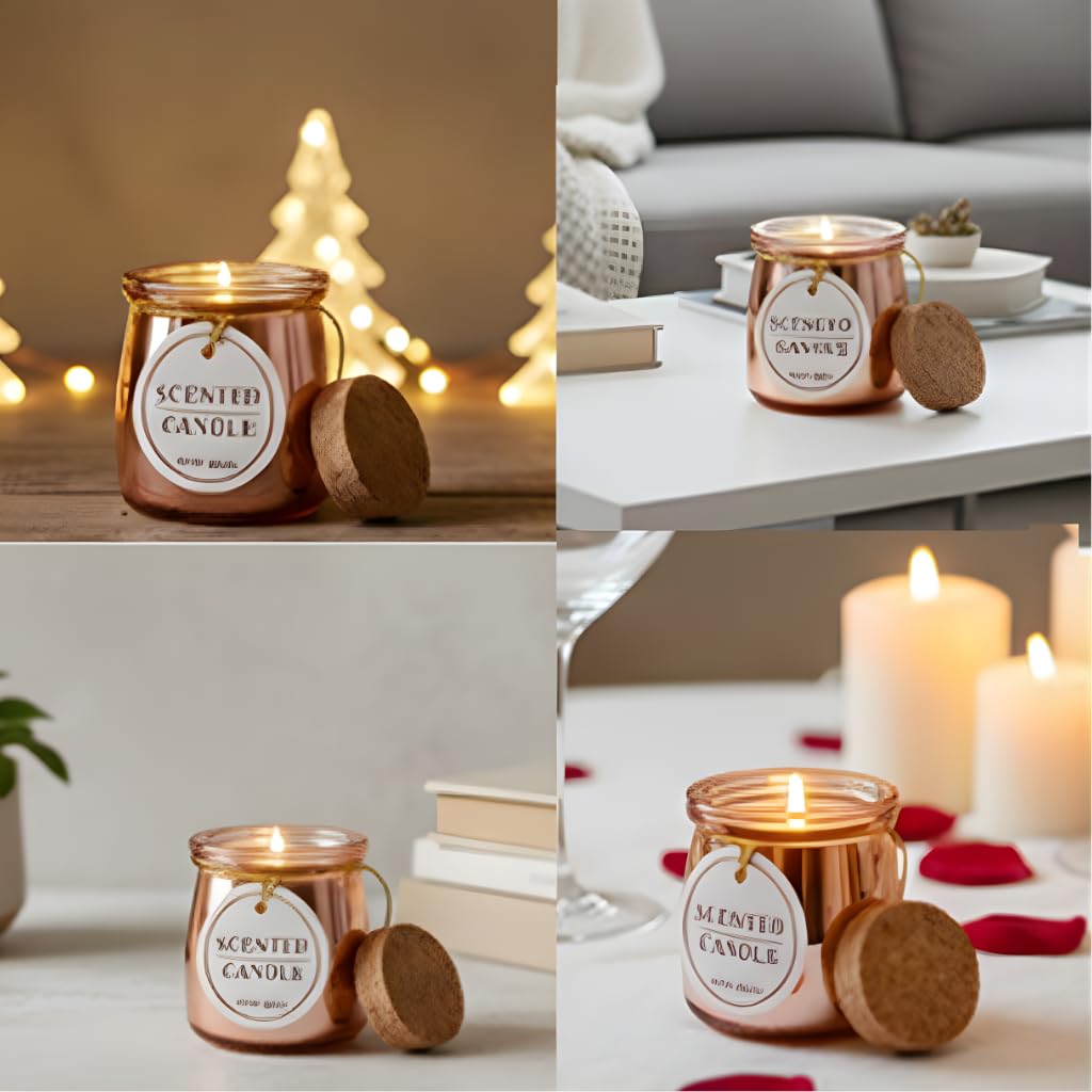 Handmade Scented Jar Candles – Pack of 12 | 24+ Hours Burn Time | Rose Pink Glass Jars for Home Decor, Christmas, Aromatherapy & Gifting Dailyalley