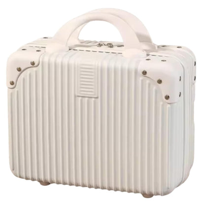 DailyAlley White Hard Shell Makeup Bag - A portable travel cosmetic case with a handle. Perfect for organizing makeup and toiletries on the go. Dailyalley
