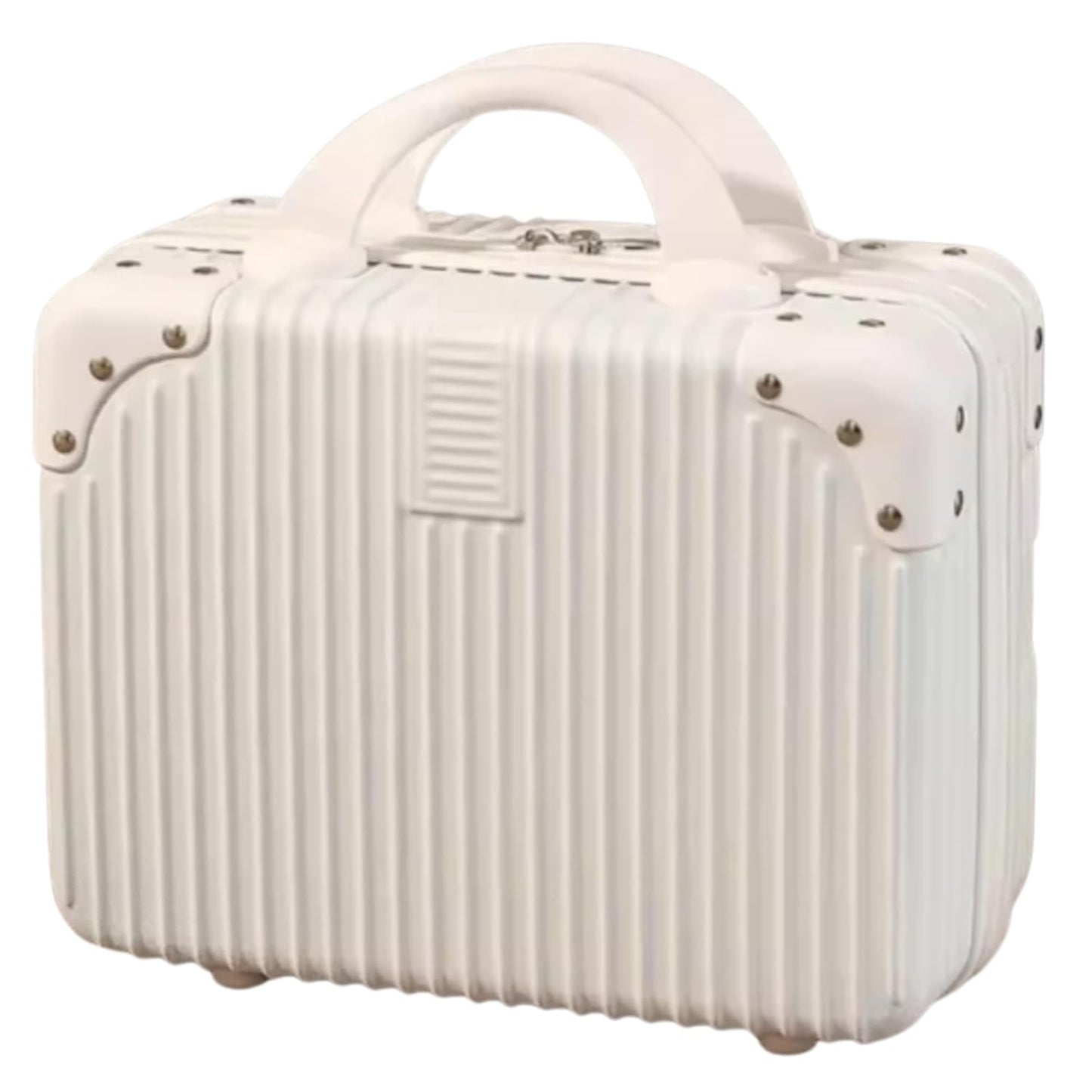 DailyAlley White Hard Shell Makeup Bag - A portable travel cosmetic case with a handle. Perfect for organizing makeup and toiletries on the go. Dailyalley