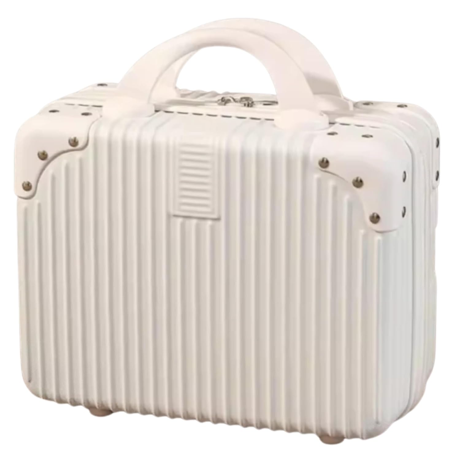 DailyAlley White Hard Shell Makeup Bag - A portable travel cosmetic case with a handle. Perfect for organizing makeup and toiletries on the go. Dailyalley
