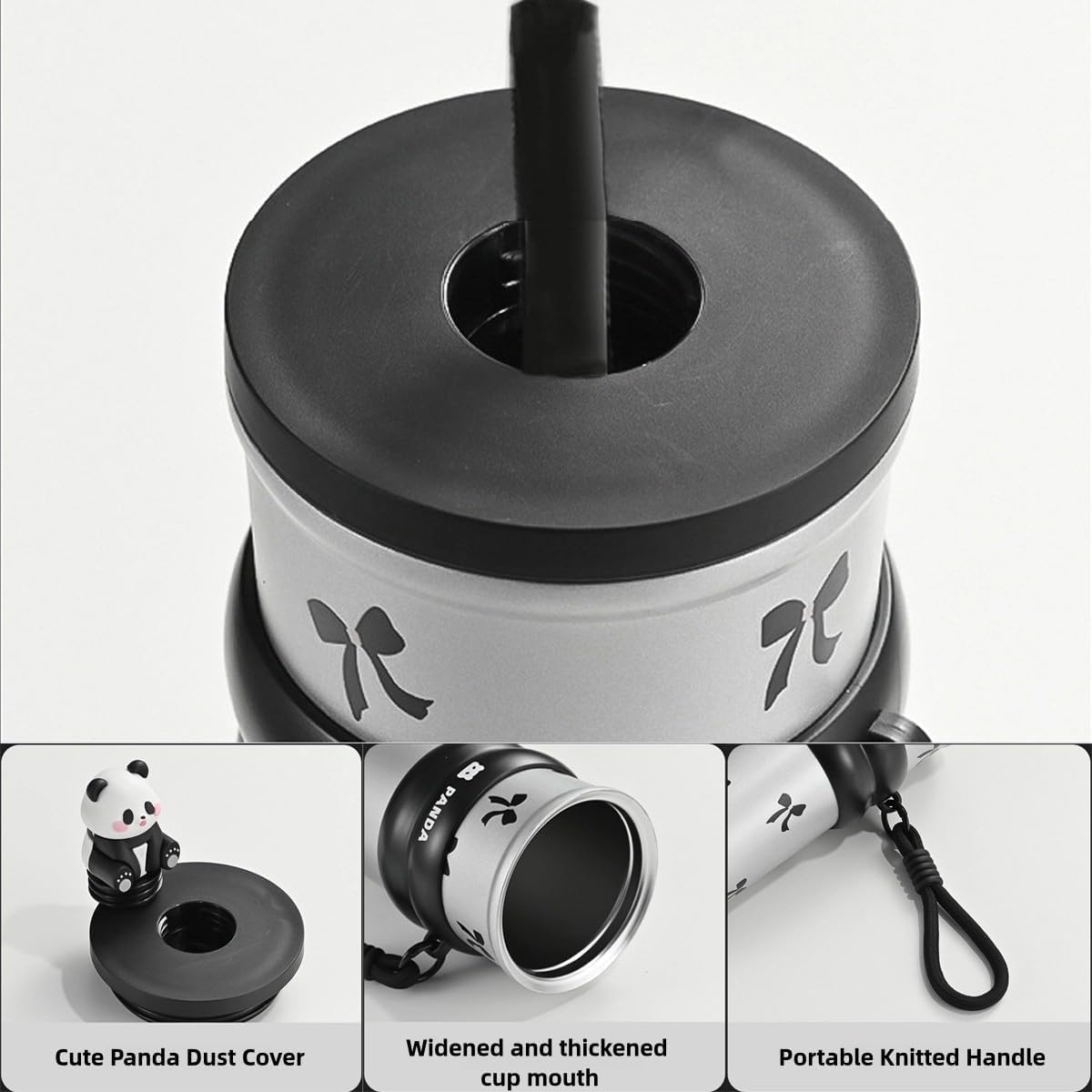 DailyAlley Pink Panda Water Bottle - A cute, cherry-designed water bottle perfect for staying hydrated with a touch of fun and style. Dailyalley