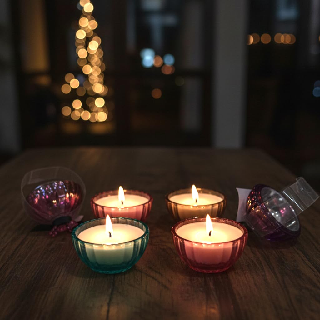 Christmas Bauble Scented Candle Set – Pack of 12 | Festive Glass Jar Candles in Metallic Colors | 10+ Hour Burn | Perfect for Christmas Decor, Living Room Ambience & Gifting Dailyalley