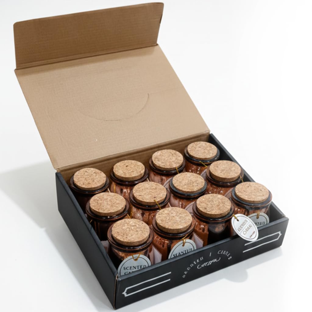 Handmade Scented Jar Candles – Pack of 12 | 24+ Hours Burn Time | Rose Pink Glass Jars for Home Decor, Christmas, Aromatherapy & Gifting Dailyalley