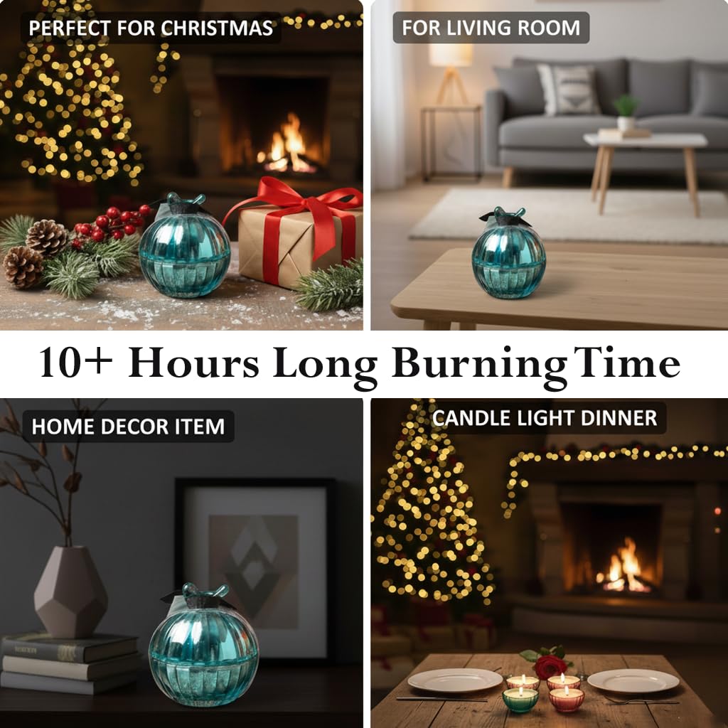 Christmas Bauble Scented Candle Set – Pack of 12 | Festive Glass Jar Candles in Metallic Colors | 10+ Hour Burn | Perfect for Christmas Decor, Living Room Ambience & Gifting Dailyalley