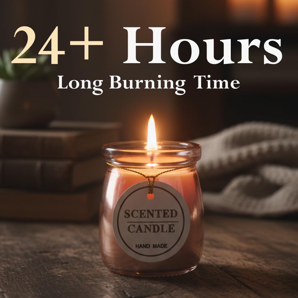 Handmade Scented Jar Candles – Pack of 12 | 24+ Hours Burn Time | Rose Pink Glass Jars for Home Decor, Christmas, Aromatherapy & Gifting Dailyalley