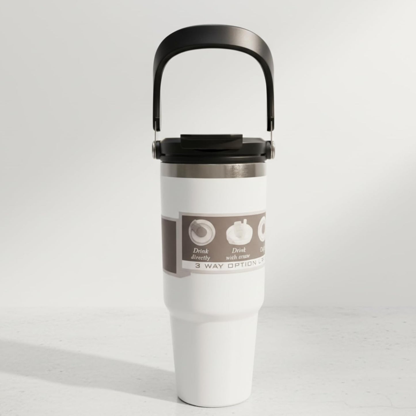 DailyAlley White Travel Mug - A stylish and insulated travel mug with a handle, perfect for keeping your drinks hot or cold on the go. Dailyalley