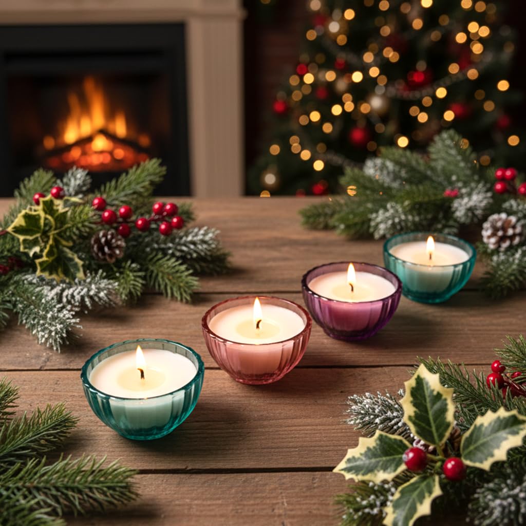 Christmas Bauble Scented Candle Set – Pack of 12 | Festive Glass Jar Candles in Metallic Colors | 10+ Hour Burn | Perfect for Christmas Decor, Living Room Ambience & Gifting Dailyalley