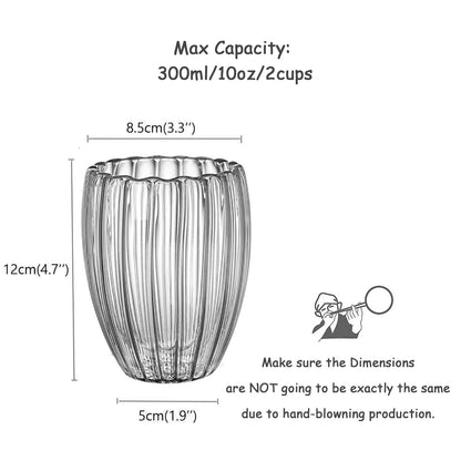 Double Wall Glass Cups with Petal Design, 300ml, Set of 2, Heat Resistant Borosilicate Glass for Hot and Cold Drinks Dailyalley