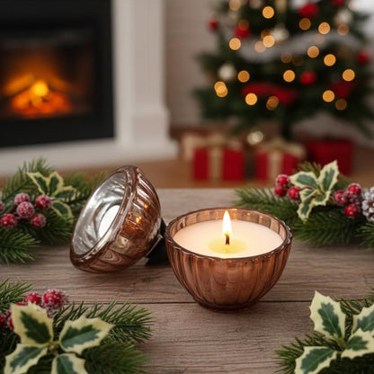 Christmas Bauble Scented Candle Set – Pack of 12 | Festive Glass Jar Candles in Metallic Colors | 10+ Hour Burn | Perfect for Christmas Decor, Living Room Ambience & Gifting Dailyalley