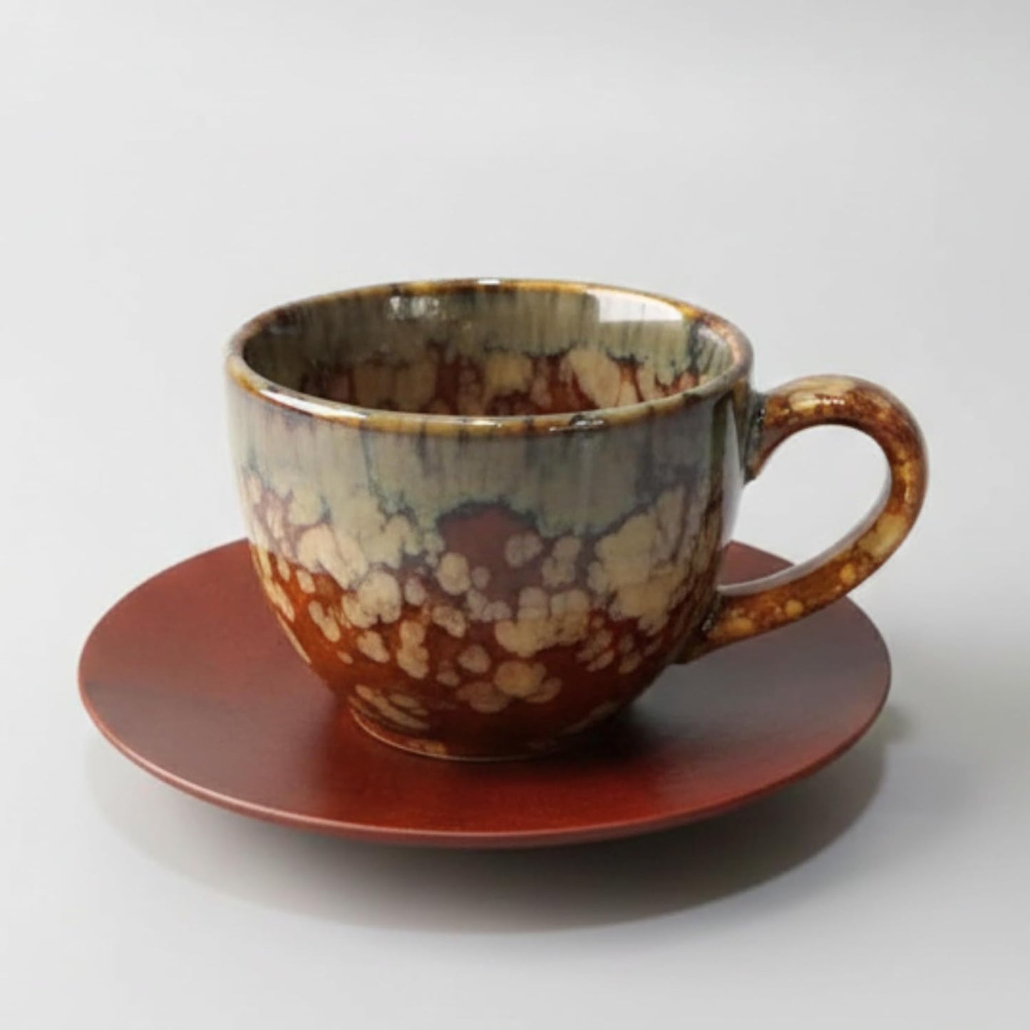 Premium Ceramic Tea Cup Set with Wooden Plates – 12-Piece Set (6 Cups + 6 Plates), 150 ml | Handmade Glazed Design for Tea, Coffee, Guests & Gifting Dailyalley