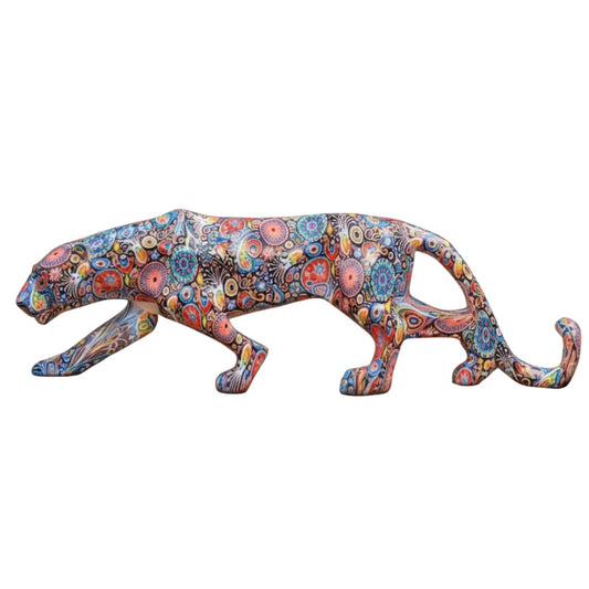 Modern Art Handpainted Resin Jaguar Showpiece – Premium Resin Panther Figurine for Home & Office Decor | Stylish Animal Statue for Living Room, Tabletop & Gifting (15 x 4 x 5 in, Multicolour) Dailyalley