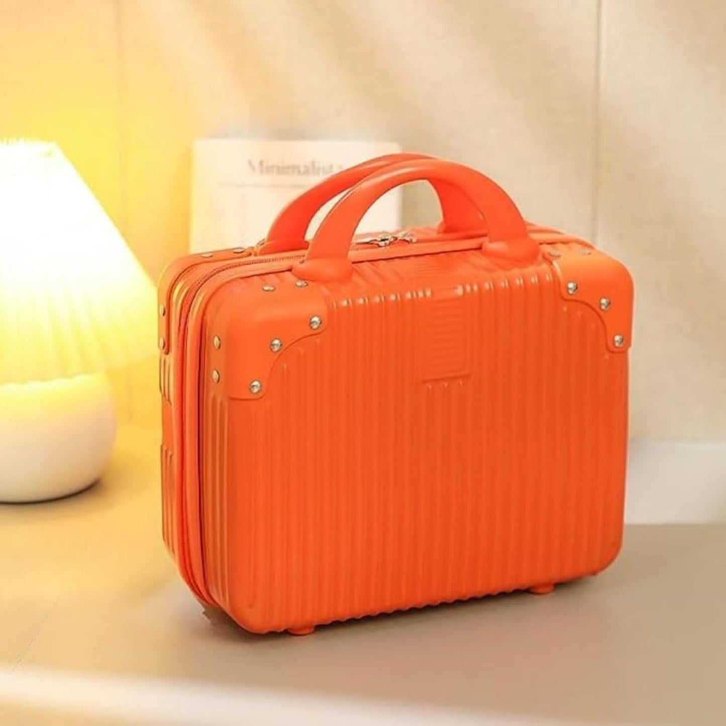 DailyAlley White Hard Shell Makeup Bag - A portable travel cosmetic case with a handle. Perfect for organizing makeup and toiletries on the go. Dailyalley