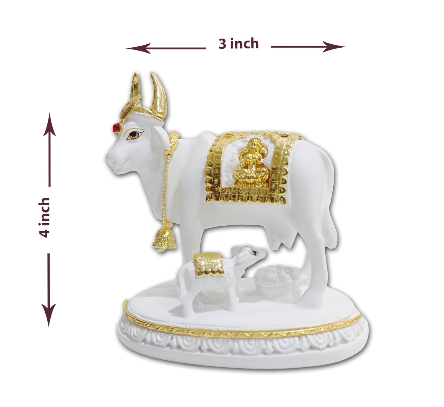 Kamdhenu Cow and Calf Idol Under Kalpvriksha Tree | Vastu Gomata Statue for Home Temple & Office Decor | Divine Cow Figurine Gift Dailyalley