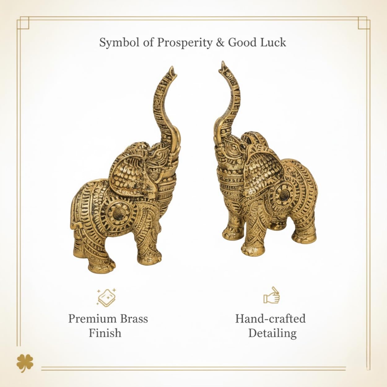 DailyAlley Premium Gold Plated Elephant Pair Showpiece | Polyresin Handcrafted Good Luck Figurines | Home Decor & Vastu Décor | Ideal for Diwali, Wedding, Housewarming & Living Room Decoration Dailyalley