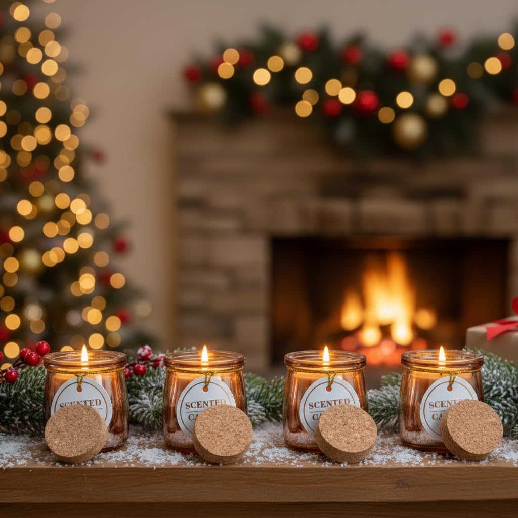 Handmade Scented Jar Candles – Pack of 12 | 24+ Hours Burn Time | Rose Pink Glass Jars for Home Decor, Christmas, Aromatherapy & Gifting Dailyalley